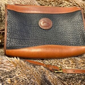 Dooney Vintage Black and Brown Leather Crossbody Bag